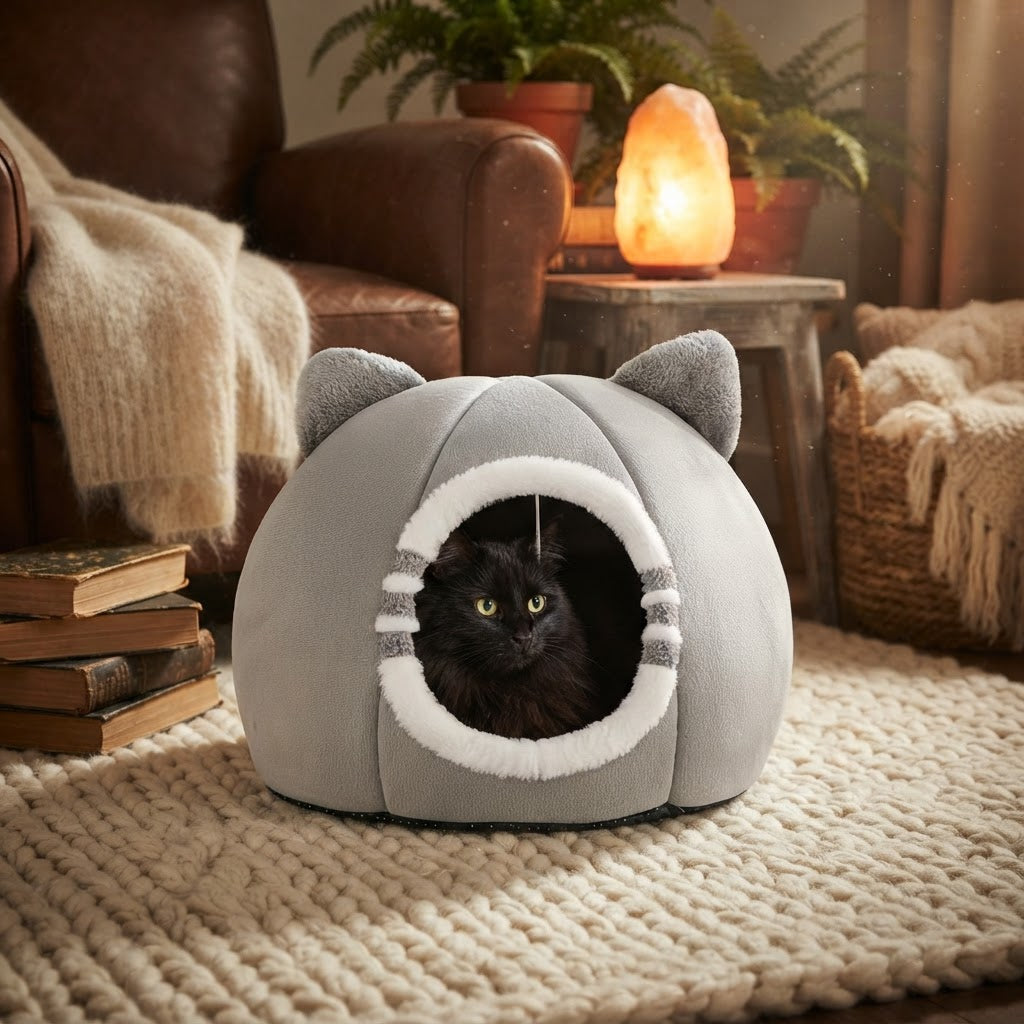 Lit cabane douillet pour chats